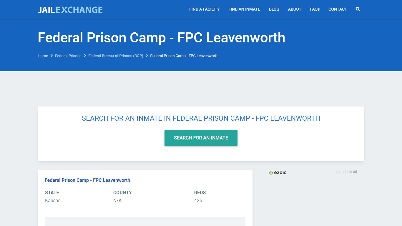 Federal Prison Camp - FPC Leavenworth Inmate Locator | BOP ...