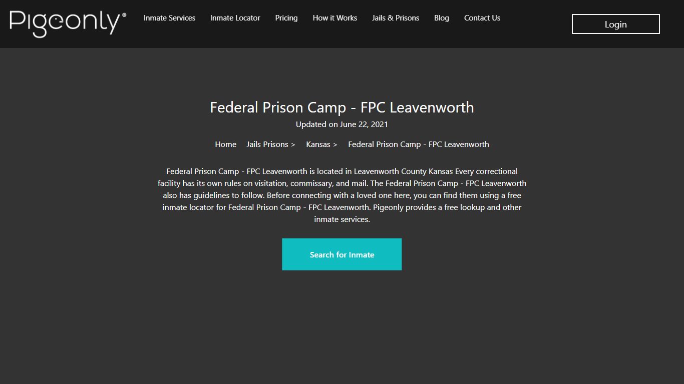 Federal Prison Camp - FPC Leavenworth Inmate Lookup | Kansas